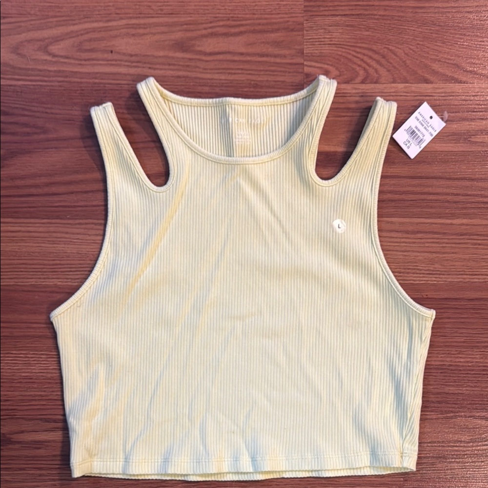 American Eagle Outfitters Yellow Crop Cutout Tank Top